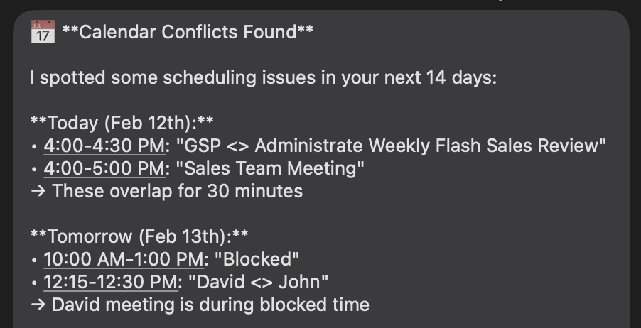 GREMLIN calendar conflicts